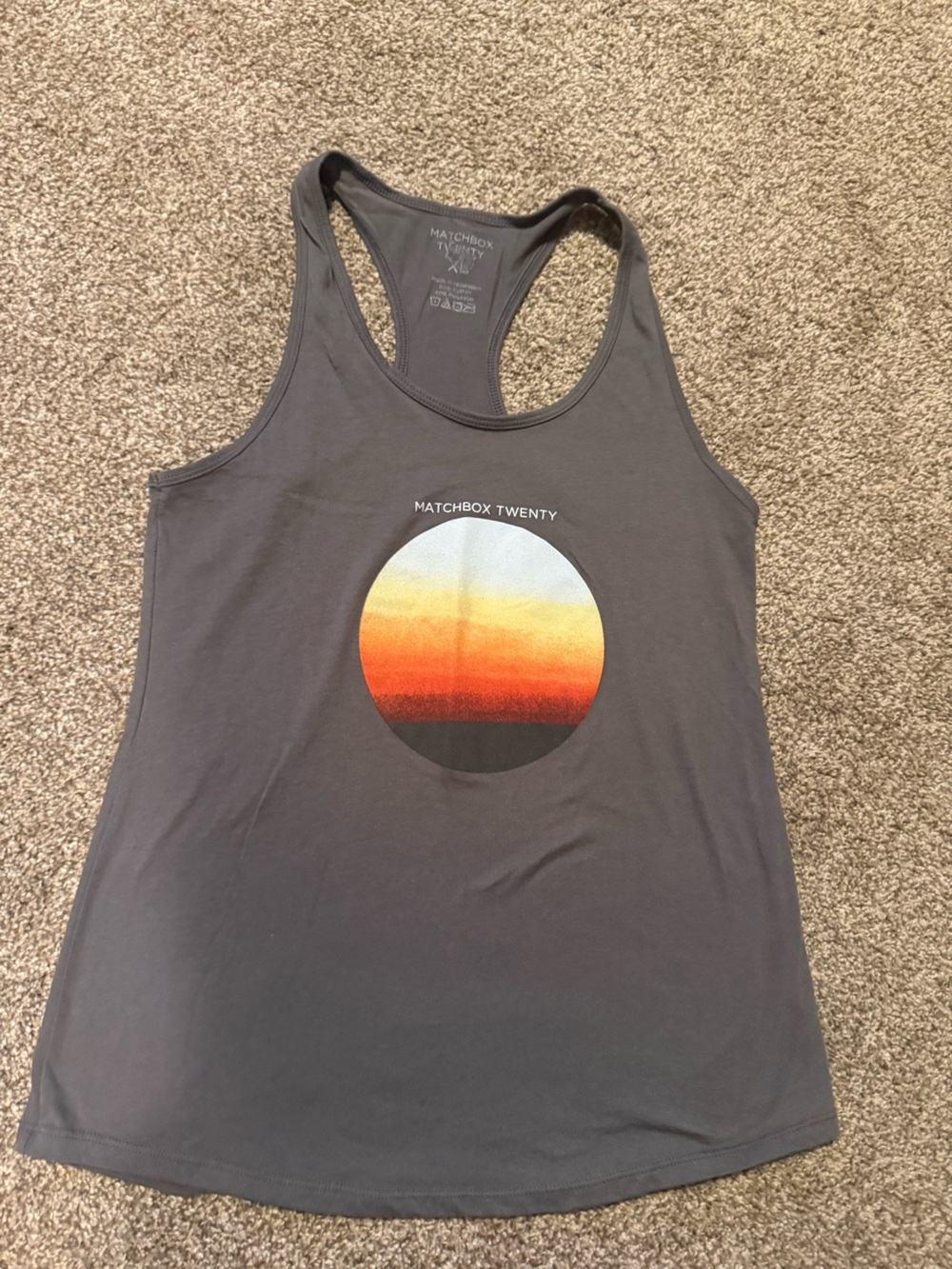 Women's Gray Racerback Tank with Sunset Graphic